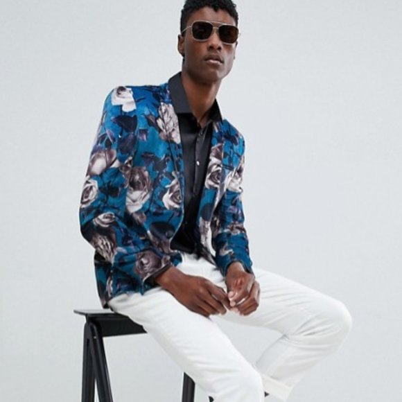CLEARANCE 🆕ASOS Skinny Floral Velvet Tux Blazer